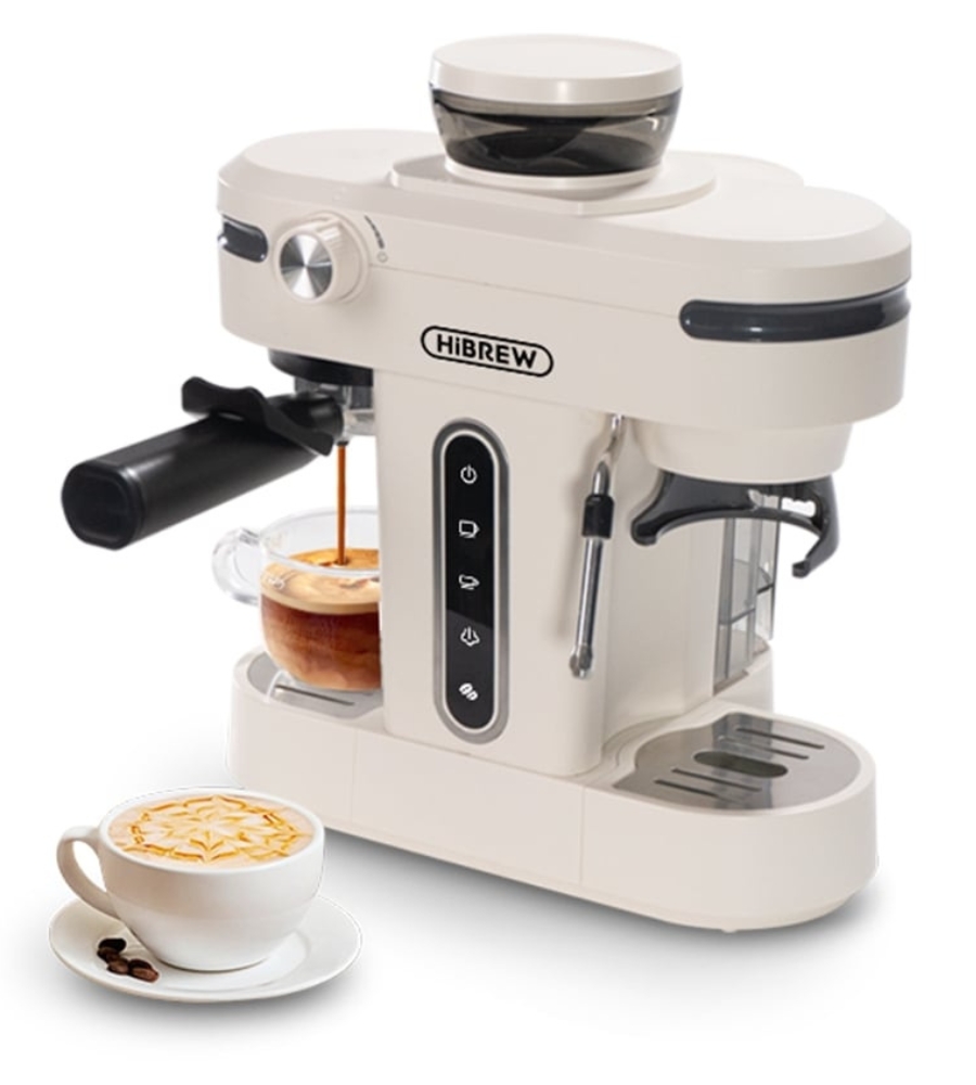 Ideias de presentes BlackFriday: Máquina de Café Expresso HIBREW H14 20 Bar Moedor de 15 Marchas Função de Pré-Preparação
